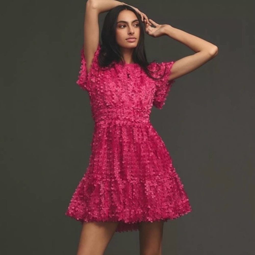 Anthropologie Somerset Floral Applique Dress